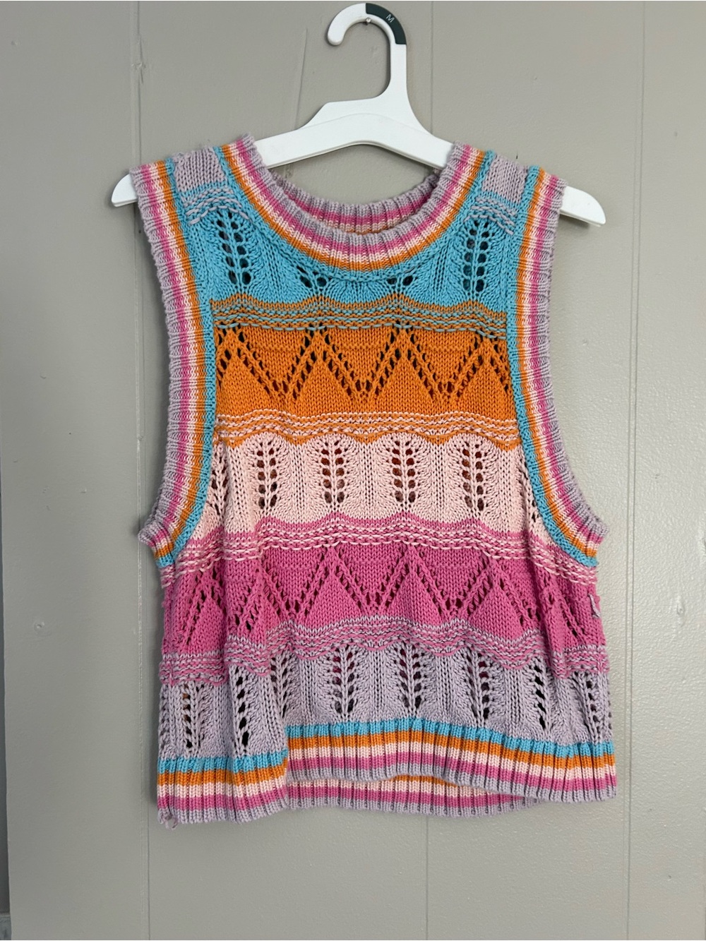 Zara Multicolor Striped Knit Tank Top - Pink, Orange, Blue, Purple
